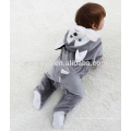 Bébé doux flanelle barboteuse Animal Onesie pyjamas tenues costume, vêtements de couchage, tissu gris mignon, serviette à capuchon de bébé